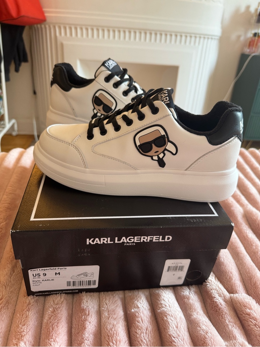 Karl Lagerfeld White & Black Icon Sneakers